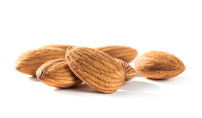 almond seeds isolated on white background