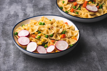Pasta with vegetable food background