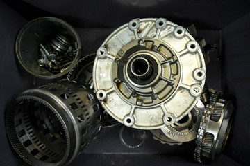 Continuously variable transmission metal parts close-up
