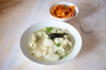 Korean Food Rice Cake and Dumpling Soup