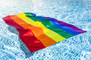 flag gay pride in pool