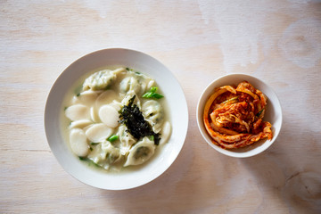 Korean Food Rice Cake and Dumpling Soup