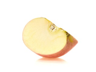 Red Apple slice on white background.