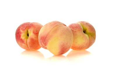 Red Peach fruit on white background.
