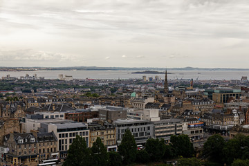 Edinburgh cityscape, view from the castle - Scotland, United Kingdom