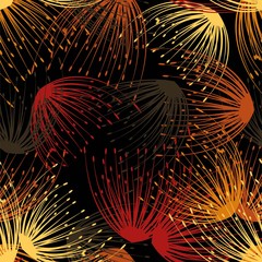 Seamless pattern. Flying of dandelion seeds. Stylish repeating texture. Vector.