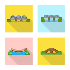Vector design of bridgework and bridge logo. Collection of bridgework and landmark vector icon for stock.