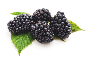 Berries blackberries with leaves.