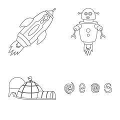 Isolated object of space and galaxy symbol. Set of space and travels stock symbol for web.