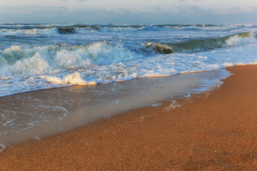 Storm on the Caspian Sea coast near Baku