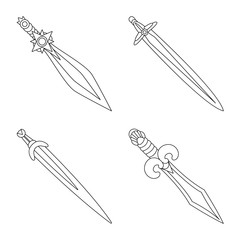 Vector design of game and armor icon. Set of game and blade stock symbol for web.