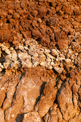 Erdschichten auf der Vulkan-Insel Nisyros, Griechenland - Earth layers on the volcanic island of...
