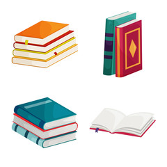 Isolated object of library and bookstore sign. Set of library and literature vector icon for stock.