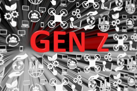 GEN Z concept blurred background 3d render illustration