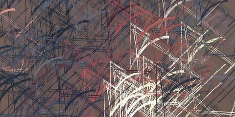 Digital sketch on colorful wall. 2d illustration. Texture backdrop painting. Creative chaos structure.