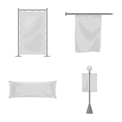 Vector design of promotional and textile symbol. Set of promotional and white stock symbol for web.