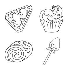 Isolated object of sweet and product icon. Set of sweet and caramel stock vector illustration.