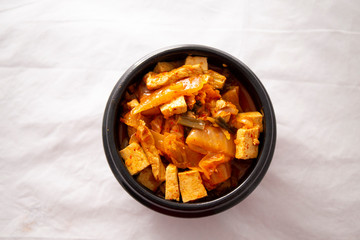 A Korean stew with fermented kimchi called Kimchi Jjigae