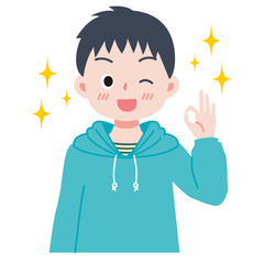 男の子 丸 正解 のイラスト