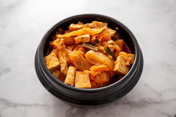 A Korean stew with fermented kimchi called Kimchi Jjigae