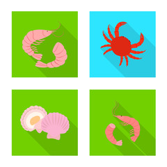 Isolated object of product and ocean icon. Set of product and restaurant stock symbol for web.