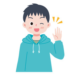 挙手をする男の子のイラスト