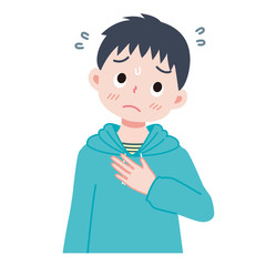 緊張する子供のイラスト