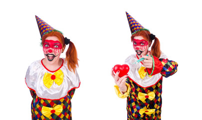Clown in the costume isolated on white