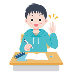 授業で発言する子供のイラスト