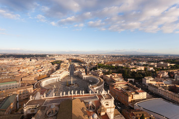 Fototapeta na wymiar Saint Peter square aerial view, Vatican city