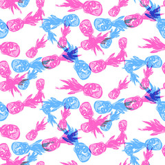 Seamless pattern tropical design. Summer print with pineapples. Watercolor effect. Suitable for bed linen, leggings, shorts and fashion industry.