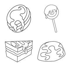 Vector illustration of sweet and product sign. Collection of sweet and caramel stock symbol for web.