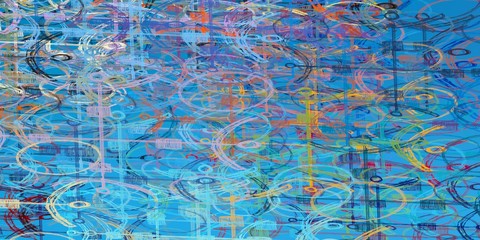 Handmade surreal abstract pattern. Modern artistic canvas. 2d illustration. Texture backdrop painting. Creative chaos structure.