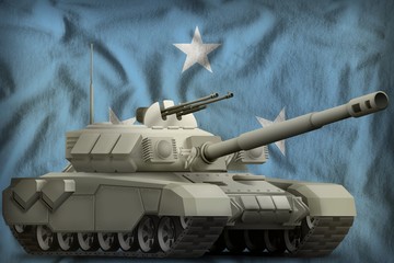 heavy tank on the Micronesia national flag background. 3d Illustration