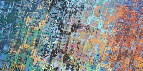 Fototapeta premium Canvas painting. Colorful background texture. 2d illustration. Texture backdrop. Creative chaos structure.