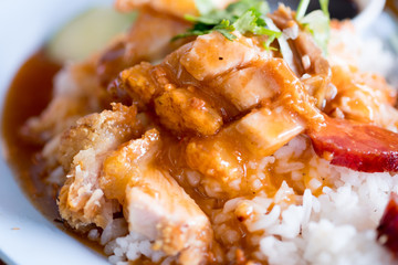 Crispy pork with rice delicious on dish