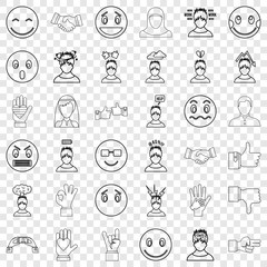 Angry icons set. Outline style of 36 angry vector icons for web for any design