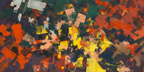 Fototapeta premium Canvas painting. Colorful background texture. 2d illustration. Texture backdrop. Creative chaos structure.
