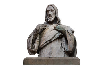 Marble statue of Jesus Christ isolated on white with clipping path