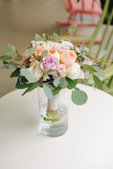 Wedding bouquet of flowers in vase