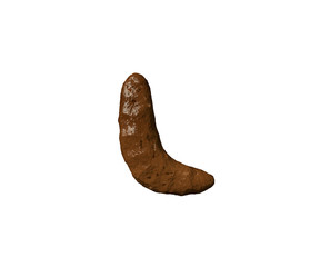 letter L of shit or mud isolated on white - bad smell brown alphabet, 3D illustration of symbols