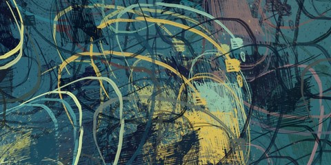 Handmade surreal abstract pattern. Modern artistic canvas. 2d illustration. Texture backdrop painting. Creative chaos structure.