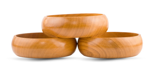 Wooden bowl isolated on white background