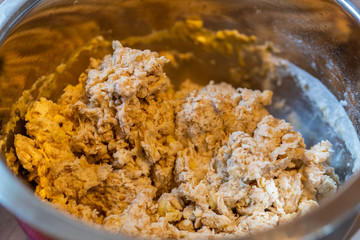 almost finished fresh pizza dough