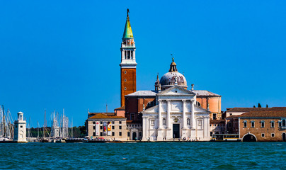 Elements of architecture of houses on the streets of the canals of the city of Venice in Italy. 