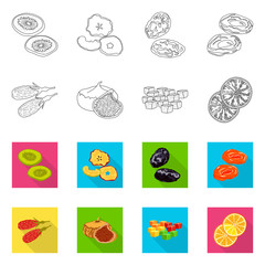 Isolated object of food and raw icon. Collection of food and nature stock vector illustration.