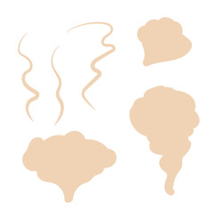 Smoke vector clouds. Fog and steam cartoon. Hand drawn doodle smoke, clouds and fog