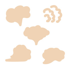 Steam clouds silhouette. Hand drawn doodle smoke, clouds and fog