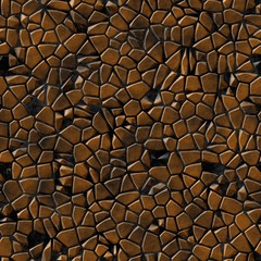 cobble stones irregular mosaic pattern texture seamless background - pavement brown copper natural colored pieces on black concrete ground