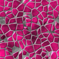 cobble stones irregular mosaic pattern texture seamless background - pavement hot pink magenta natural colored pieces on gray concrete ground